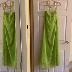 NWT Hers & Mine Vibrant Green Spaghetti Strap Dress